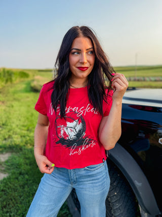 Nebraska Volleyball Cuff Cropped Tee