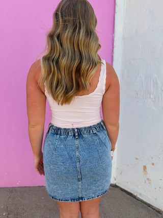 Reversible Scallop Edge Tank-Icy Pink