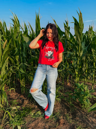 Nebraska Volleyball Cuff Cropped Tee