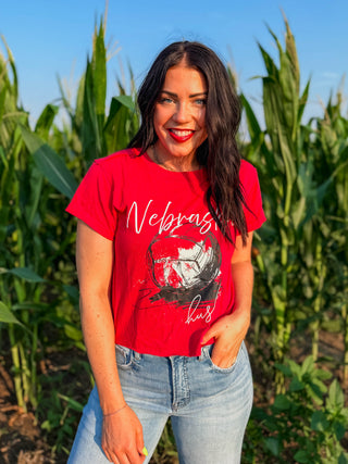 Nebraska Volleyball Cuff Cropped Tee