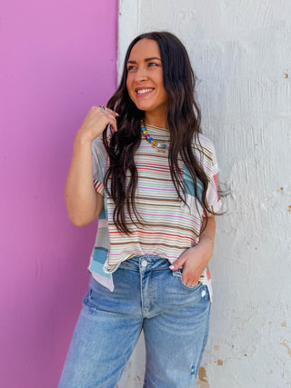 In Line Patchwork Tee