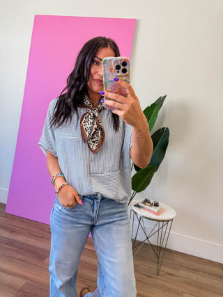 Kerri Striped Top-Denim