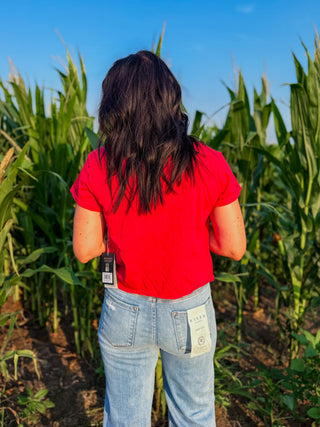 Nebraska Volleyball Cuff Cropped Tee