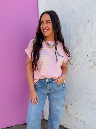 Pink Lemonade Striped Tee