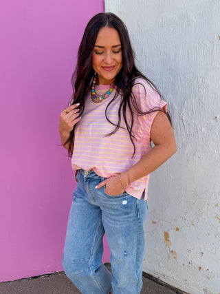 Pink Lemonade Striped Tee