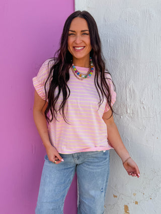 Pink Lemonade Striped Tee