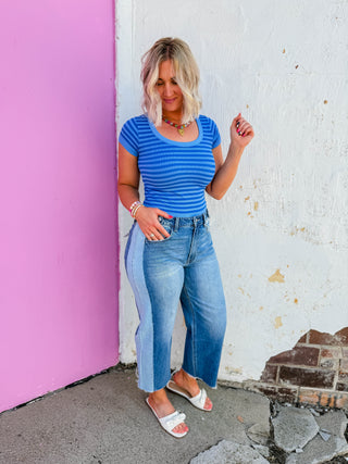 Chill Day Striped Tee-Marina