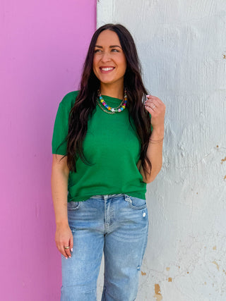Carrie Knit Top-Green