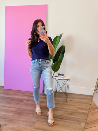 Tiffany Knit Top-Navy