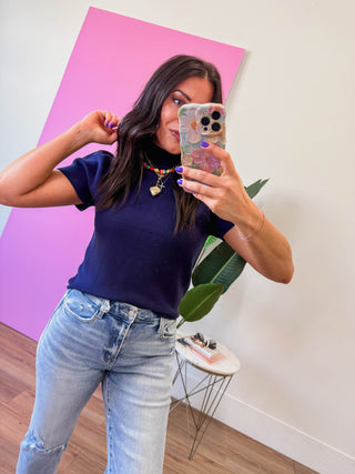 Tiffany Knit Top-Navy