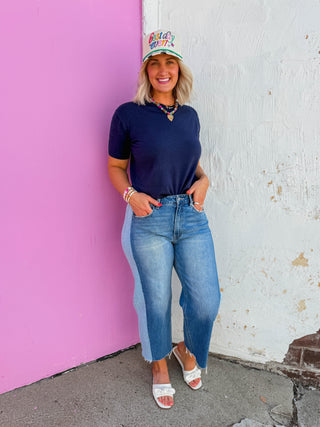 Carrie Knit Top-Navy