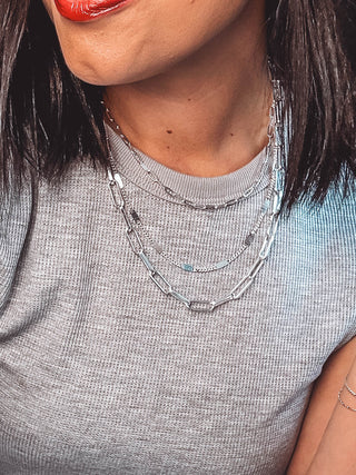 3 Layer Matte SIlver Necklace