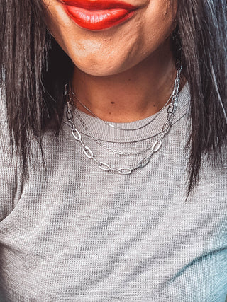 Triple Layered Sliver Clip Chain Necklace