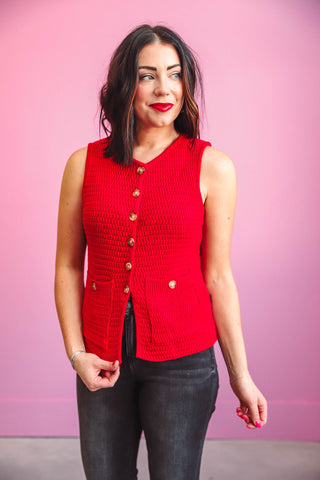 Steph Sweater Vest-Red