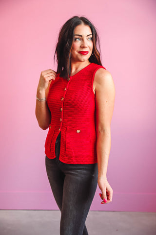 Steph Sweater Vest-Red