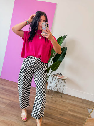 Checkmate Barrel Pants-Black