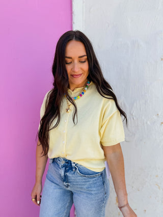 Tatum Knit Top-Yellow