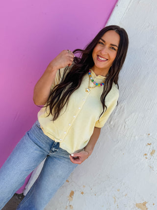 Tatum Knit Top-Yellow