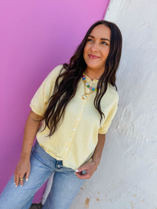 Tatum Knit Top-Yellow