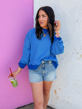 Paige Striped Pullover-Blue/Navy