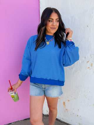 Paige Striped Pullover-Blue/Navy