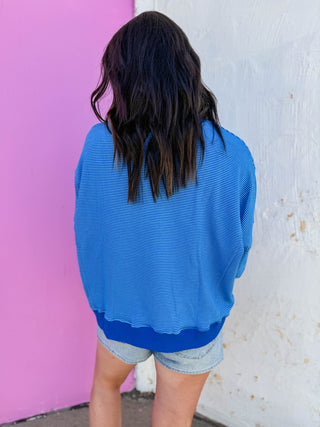 Paige Striped Pullover-Blue/Navy