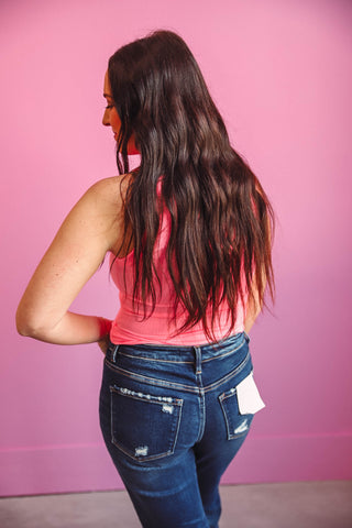 Jess Ribbed Tank-Bright Pink