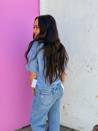 Tatum Knit Top-Light Blue