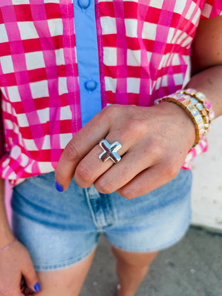 Chunky Cross Ring Silver