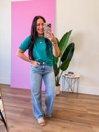 Mallory Knit Top-Dark Jade
