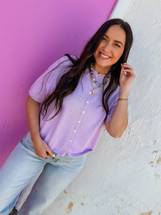 Tatum Knit Top-Lavender