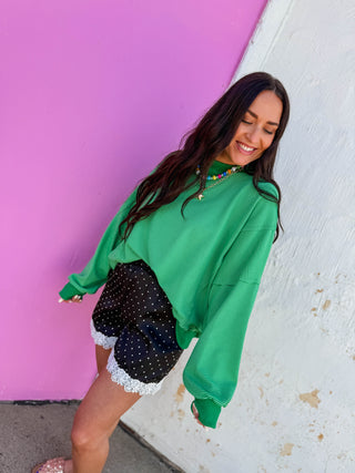 Paige Striped Pullover-Lime/Green