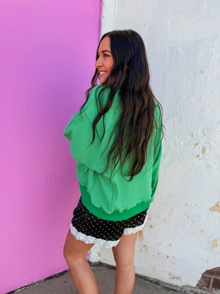 Paige Striped Pullover-Lime/Green