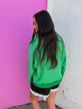 Paige Striped Pullover-Lime/Green