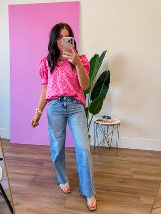 Chelsie Polka Dot Top-Pink