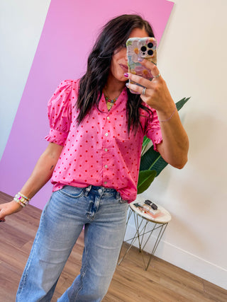 Chelsie Polka Dot Top-Pink