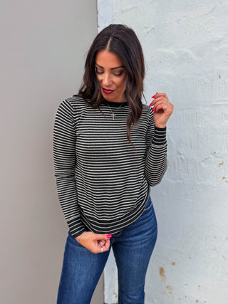 Mandy Striped Sweater-Black
