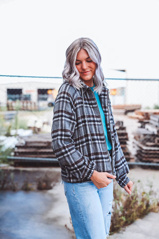 Logan Plaid Jacket-Charcoal