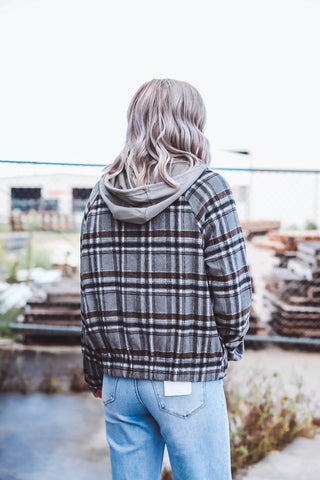 Logan Plaid Jacket-Charcoal