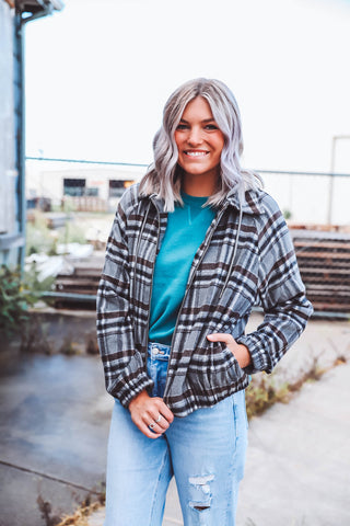 Logan Plaid Jacket-Charcoal