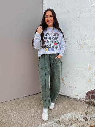 Karley Barrel Pants-Teal