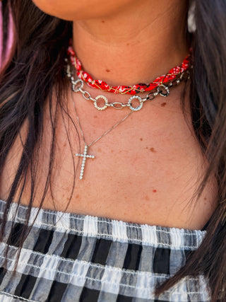 Bandana Twist Necklace-Red