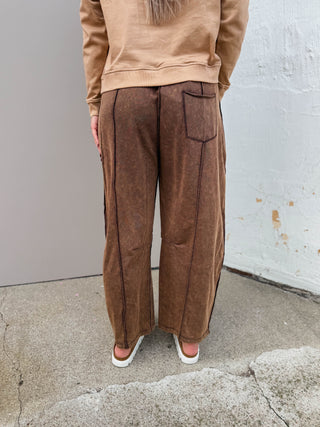 Karley Barrel Pants-Brown