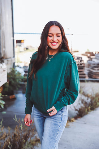 Lilah Crewneck-Dark Green