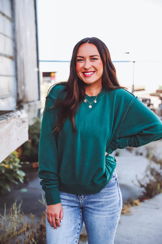 Lilah Crewneck-Dark Green