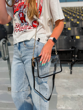 Game Day Stadium Chain Crossbody Bag-Black