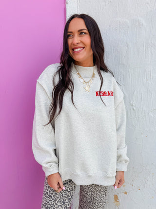 Nebraska Embroidered Mock Neck