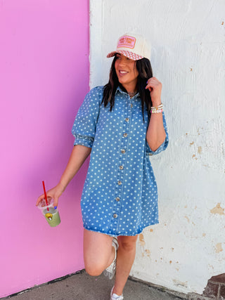 Denim Dot Mini Dress