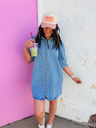 Denim Dot Mini Dress