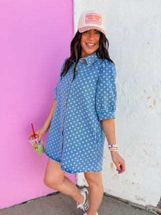 Denim Dot Mini Dress